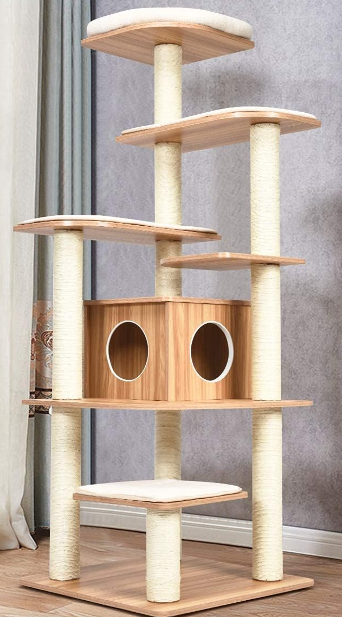 tall wooden cat tree